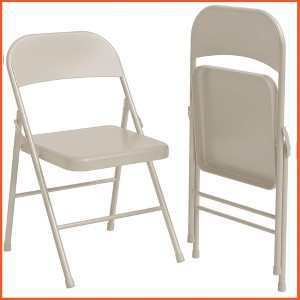Folding Chairs Set of 2, Foldable Chairs with Metal Frame Hold Up to 350 Pounds, Portable Grey Folding Chairs - 1 of 4