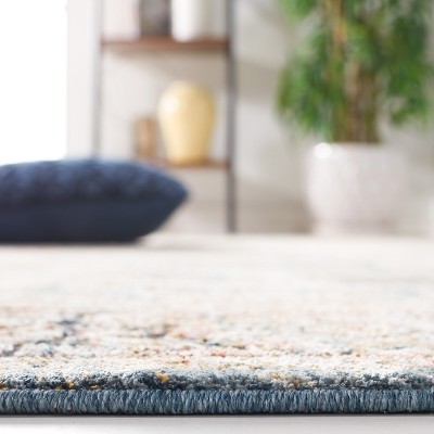 Silverado Blue and Rust Synthetic Area Rug, 5' x 8'