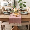 Design Imports  Handloomed  Chevron Jacquard Fringe Table Runner, Barn Red, 15X72" - 2 of 4
