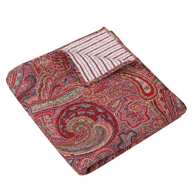 Spruce Red Paisley Reversible Quilted Cotton Throw