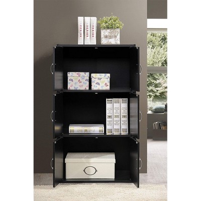 Kids' Playtime Black Wood 6-Door Storage Cabinet with Cubes