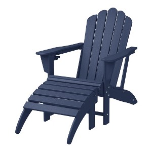 WestinTrends 2-Piece Outdoor Patio HDPE Adirondack Chair With Ottoman and Cup Holder Set - 1 of 4