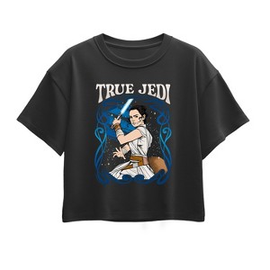 Girls' Star Wars: The Force Awakens Rey Art Nouveau Short Sleeve Boxy Graphic T-Shirt - Black - Small - 1 of 1