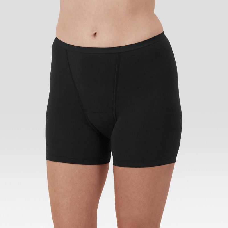 Hanes Women&#39;s 2pk Super Period Boy Shorts - Black, 4 of 6