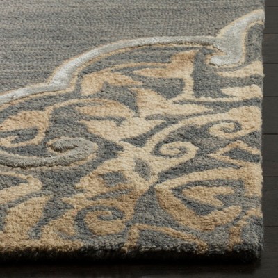 Slate & Beige Hand-Tufted Woolen Silk Blend Area Rug