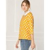 Allegra K Women's Polka Dots Contrast Peter Pan Collar 3/4 Sleeves Blouse - 4 of 4