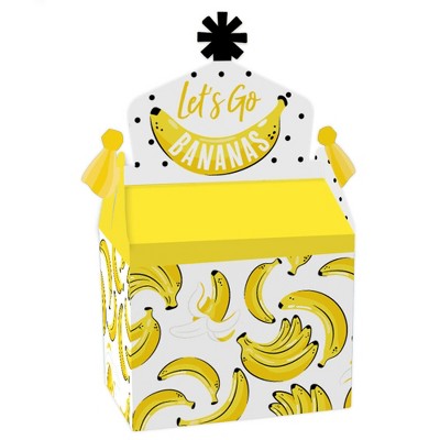 Big Dot of Happiness Let's Go Bananas - Treat Box Party Favors - Tropical Party Goodie Gable Boxes - Set of 12