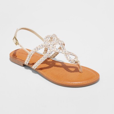 Women's Jana Braided Thong Ankle Strap Sandals - Universal Thread™ Gold 7.5