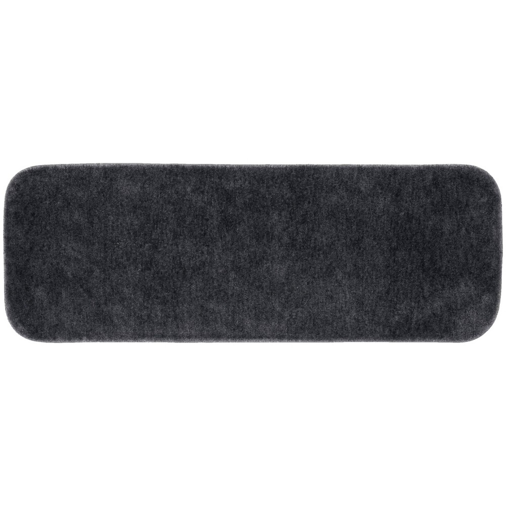 22inx60in Traditional Plush Washable Nylon Rug Dark Gray - Garland