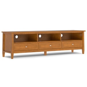 72" Solid Wood Transitional Shaker Style Low TV Media Stand with Cord Management, Bottom Drawers and Open Compartments for Living Room and Bedroom - 1 of 4