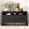 ORRD 60" Sideboard 3 Doors, 3 Drawers, Semi-Open Design Ash Veneer MDF, Back Circular Cutout Versatile Storage for Home - 2 of 4