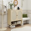TIRAMISUBEST Modern Shoe Cabinet - 2-Door Rattan, Adjustable Shelves (Space-Saving) - 3 of 4