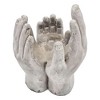 NAYSAYE Planter Set of 2 Accepting Hands Accent Cement Hand Decor for Indoor Outdoor Garden, Gray, 14"*12"*8" - 3 of 4