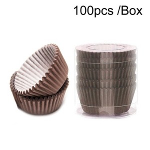 100pcs /Box Baking Utensils Cake Paper Cups Muffins Paper Cupcake Wrappers Oil-proof Chocolate Cake Tray(Coffee) - 1 of 4