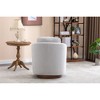 30.3'' Linen Fabric Swivel Accent Chair with Ergonomic Design and Solid Wood Round Base for Living Room, Bedroom - 3 of 4