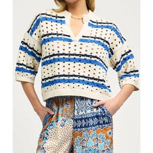 Women's Striped Sweater - current air - 1 of 4