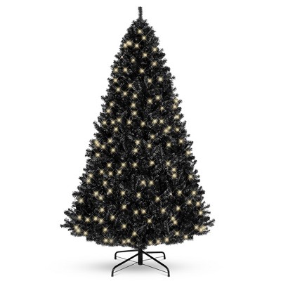 Best Choice Products Pre-Lit Black Christmas Tree, Artificial Holiday Decoration w/ Branch Tips, Incandescent Lights