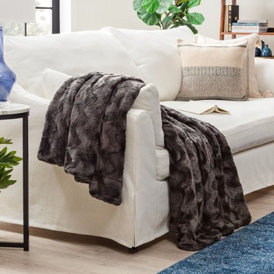 Chanasya Soft Wave Faux Fur Throw Blanket With Reversible Faux Shearling
