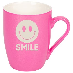 100 North Smiley Face 10 Ounce Pink Metallic Finish, Comfortably Fits Your Hands, New Bone China Coffee Tea Cup Mug, Smile - 1 of 1