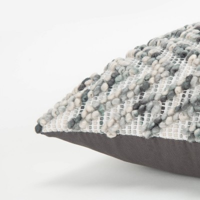 Variegated Chevron 18" Square Cotton Throw Pillow in Gray and Natural