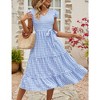 Women's Summer V Neck Smocked Maxi Dress Puff Sleeve Pregnancy Baby Shower Photoshoot Dress - 4 of 4