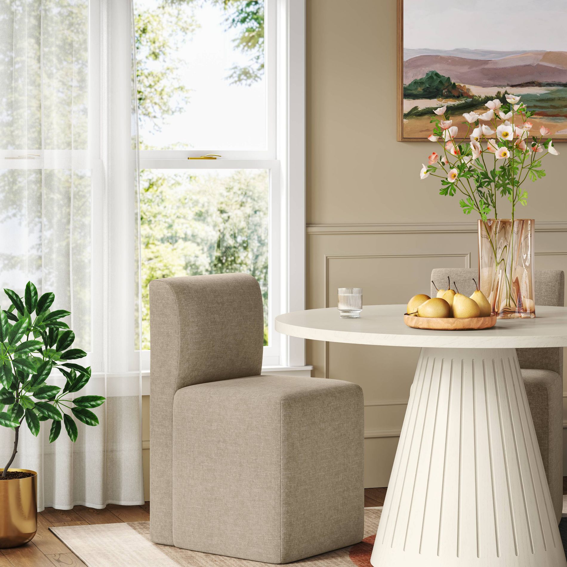 Cora Dining Chair in Performance Textured Weave Wheat - Threshold™
