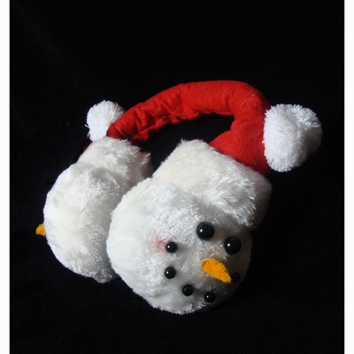 Sterling White and Red Snowmen Face Unisex Adult Christmas Ear Muffs Costume Accessory - One Size