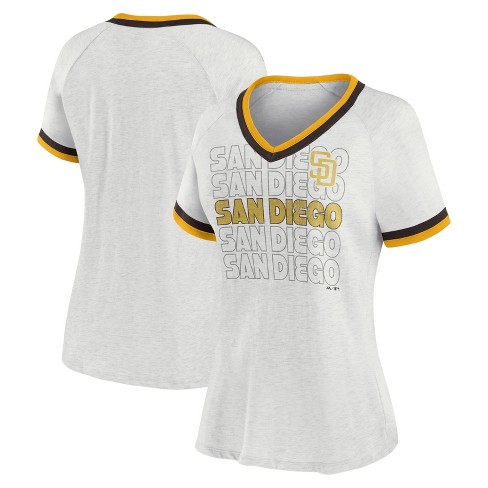 Mlb San Diego Padres Women's Short Sleeve V-neck Fashion T-shirt