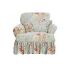 Ballad Bouquet T Cushion Chair Slipcover Rob's Egg - Waverly Home: 100% Cotton, Botanical Pattern, Indoor Use - 3 of 4