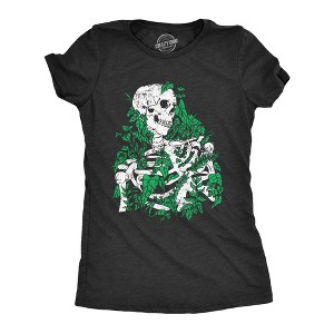 Womens Skeleton Overgrown Plants T Shirt Funny Death Nature Lovers Tee For Ladies - Crazy Dog Women's T Shirt - 1 of 4