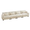 Aukfa Cream Velvet Large Sofa with Bolster Armrests, Waist & Throw Pillows – Modern Couch for Living Room, Bedroom or Office - 3 of 4