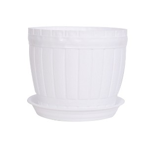 Unique Bargains Home Windowsill Office Plastic Barrel Shape Plant Flower Planters 1 Pc - 1 of 4