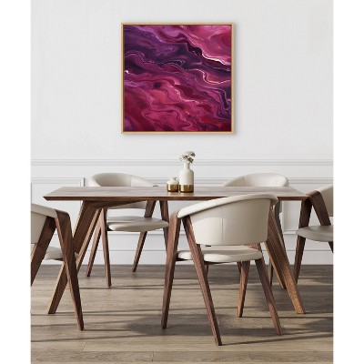 Tonal Abstract Purple Plum Canvas Wall Art with Natural Frame