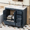 TIRAMISUBEST 36" Bathroom Vanity with Ceramic Sink Combo, Freestanding Bathroom Vanity Cabinet with 2 Soft Close Doors and 5 Drawers - 3 of 4