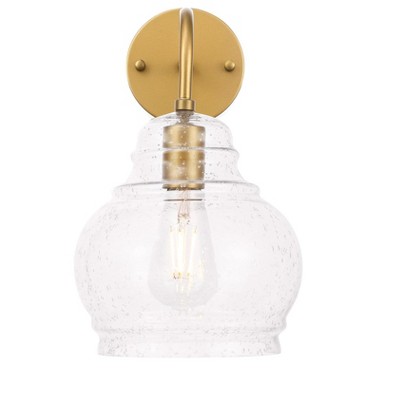 Brass and Clear Seeded Glass Wall Sconce