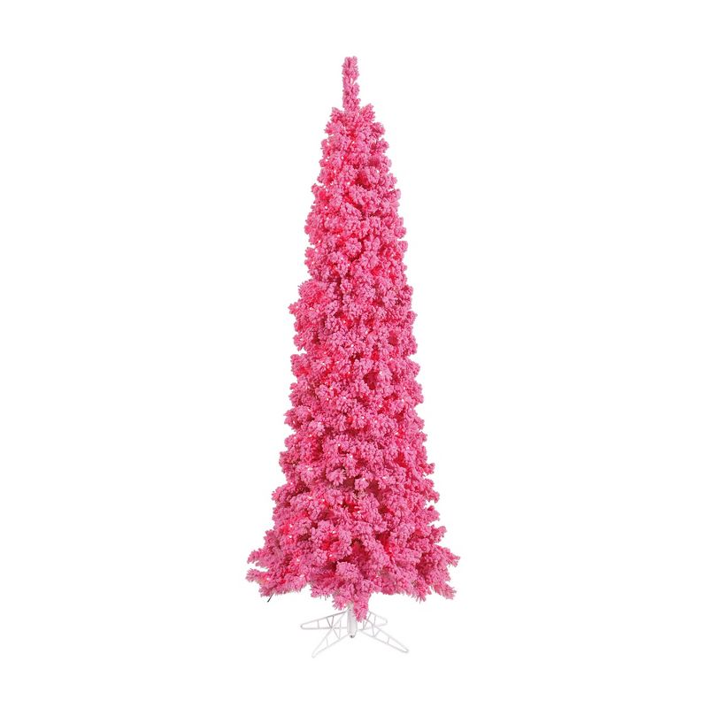 Vickerman Flocked Pink Fir Artificial Christmas Tree, 1 of 3