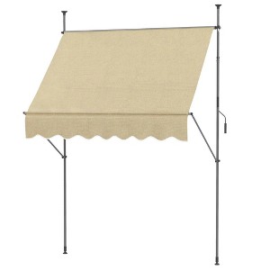 Resenkos Patio Awning, Outdoor Sun Shade Shelter Cover Awnings,6.5' x 4' Manual Retractable Awning, Non-Screw Patio Awning, UV Resistant, - 1 of 4