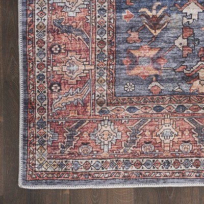 Navy & Brick 5' x 7' Reversible Flat Woven Synthetic Rug