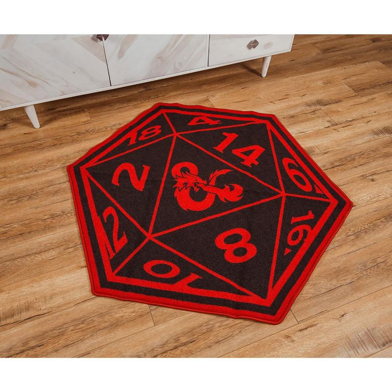 Ukonic Dungeons & Dragons Red D20 Dice Printed Area Rug | 52 x 45 Inches, 4 of 7