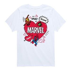 Boys' - Marvel - Valentine Heart Scribble Short Sleeve Graphic T-Shirt - 1 of 4