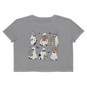Rerun Island Women Learned Ghosts Short Sleeve Graphic Cotton Cropped Loose T-shirt - 1 of 4