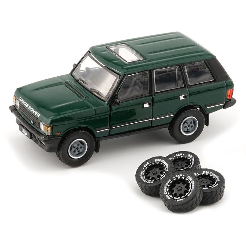 Land Rover Range Rover Classic LSE RHD Green with Sunroof with Extra Wheels 1/64 Diecast Model Car by BM Creations, 2 of 4