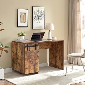 XIYUYEU Home Office Desk Modern Writing Desk with Cabinet, 3 Shelves and Metal Hinge - 1 of 4