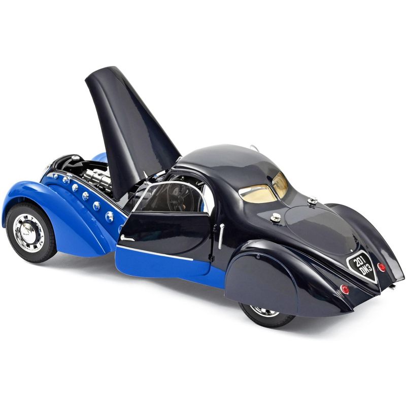 1937 Peugeot 302 Darl Mat Coupe Dark Blue and Blue 1/18 Diecast Model Car by Norev, 3 of 4