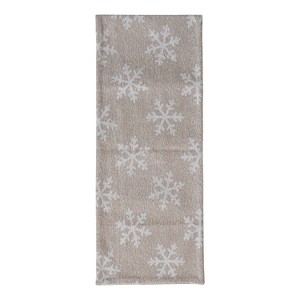 Storied Home Woven Fabric Jacquard Table Runner with Snowflake Pattern, Beige and Natural - 1 of 2
