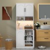 Kitchen Pantry Cabinet with RGB Light, Tall Kitchen Hutch Bar Cabinet with Microwave Stand, Farmhouse Large Wood Storage Cabinet - 3 of 4