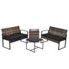 Vynxaria 4-Piece Outdoor PE Wicker Furniture Set with Cushions & Ice Bucket - 3 of 4
