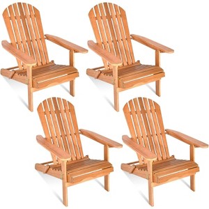 Tangkula Folding Adirondack Chair Weather Resistant Outdoor Chair Eucalyptus Wood Adirondack Lounger Chair for Patio - 1 of 4
