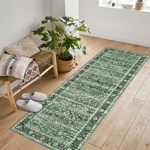 Vintage Style Area Rugs - Non-Slip Reversible Machine Washable Rug, Soft Boho Rug for Living Room Bedroom - 1 of 4