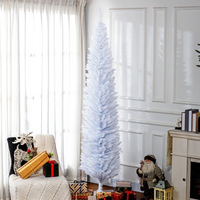 FURNIinspire Artificial Trees Tall Slim Christmas Tree, Christmas Decorations For Living Room, Christmas Holiday Party, White, 21.8"*21.8"*94.5"